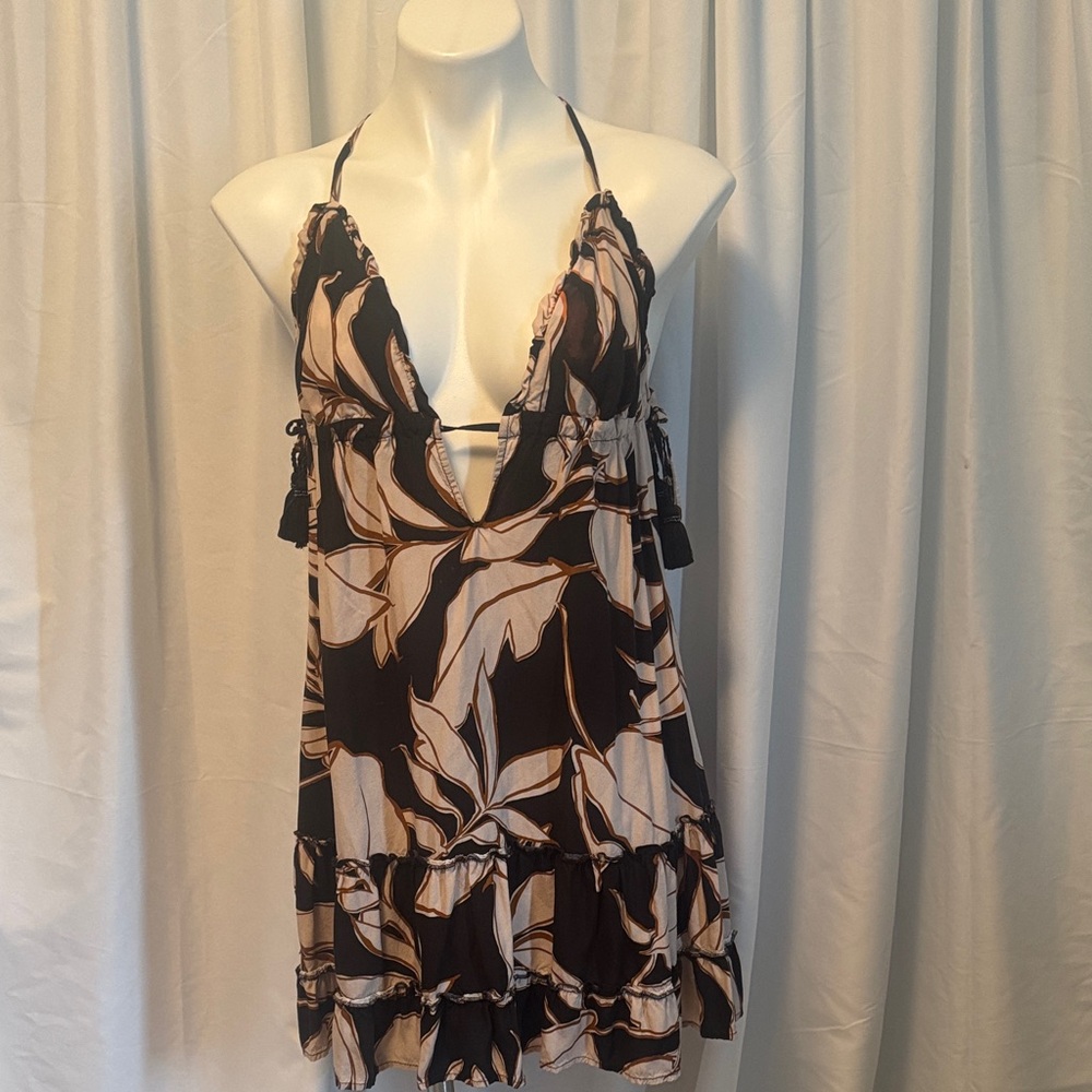 Maaji Black and Cream Floral Mini Dress